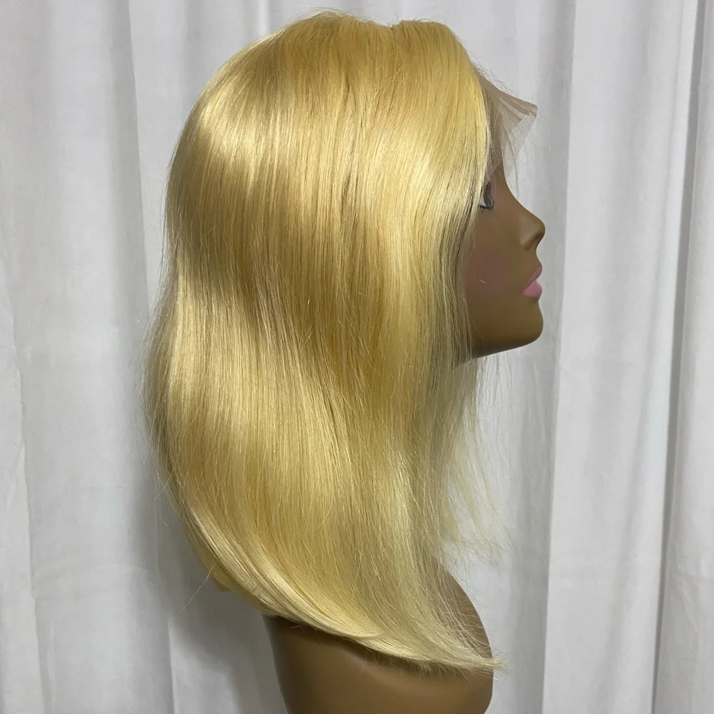 16 Inch Blonde 613 13x4 Lace Front Wig Human Hair Straight Pre-Plucked Med/Large